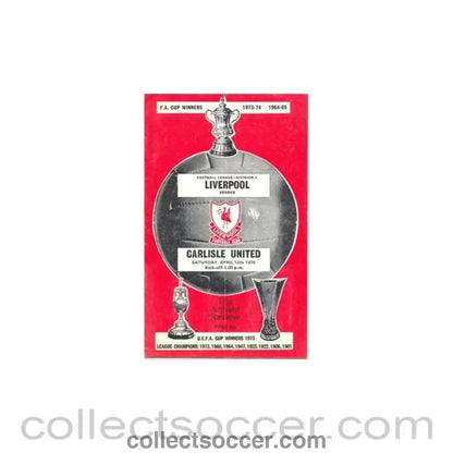 1975 - Liverpool v Carlisle United official programme 12/04/1975 - Collect Soccer