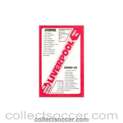 1975 - Liverpool v Coventry City official programme 22/11/1975 - Collect Soccer