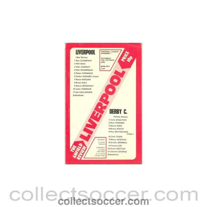 1975 - Liverpool v Derby County official programme 25/10/1975 - Collect Soccer