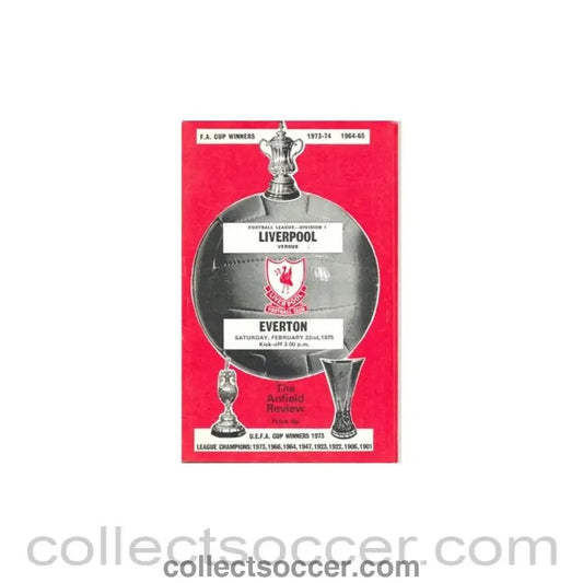1975 - Liverpool v Everton official programme 22/02/1975 - Collect Soccer