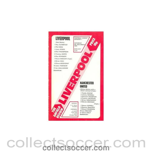 1975 - Liverpool v Manchester United official programme 08/11/1975 - Collect Soccer