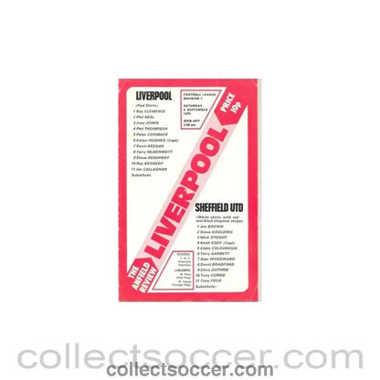 1975 - Liverpool v Sheffield United official programme 06/09/1975 - Collect Soccer