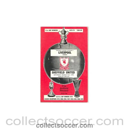 1975 - Liverpool v Sheffield United official programme 15/03/1975 - Collect Soccer