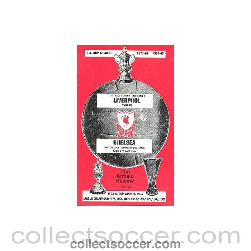 1975 - Liverpool vChelsea official programme 01/03/1975