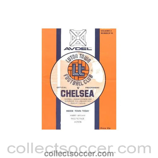 1975 - Luton Town vChelsea official programme 11/01/1975