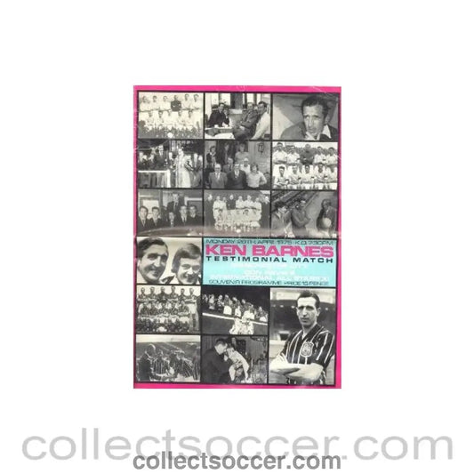 1975 - Manchester City v Don Revie's International All Star XI Ken Barnes Testimonial Match official programme 28/04/1975 - Collect Soccer