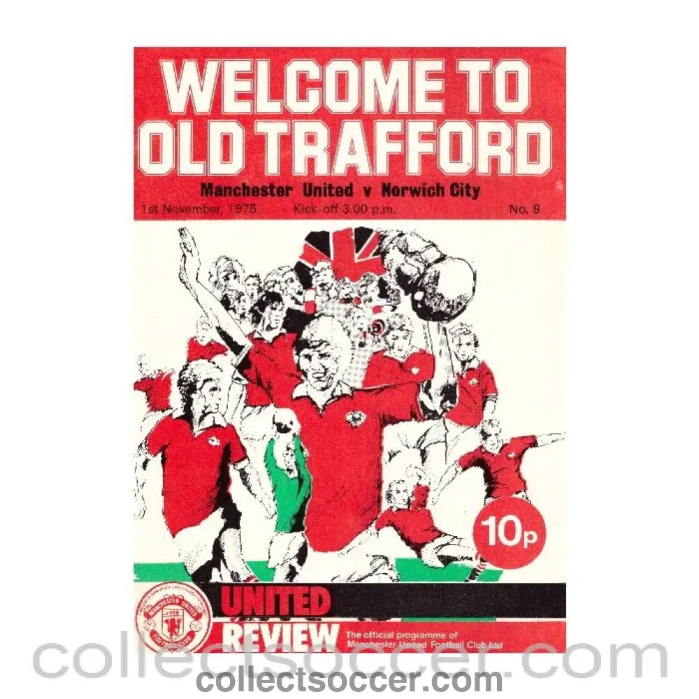 1975 Manchester United v Norwich City Official Programme - Collect Soccer