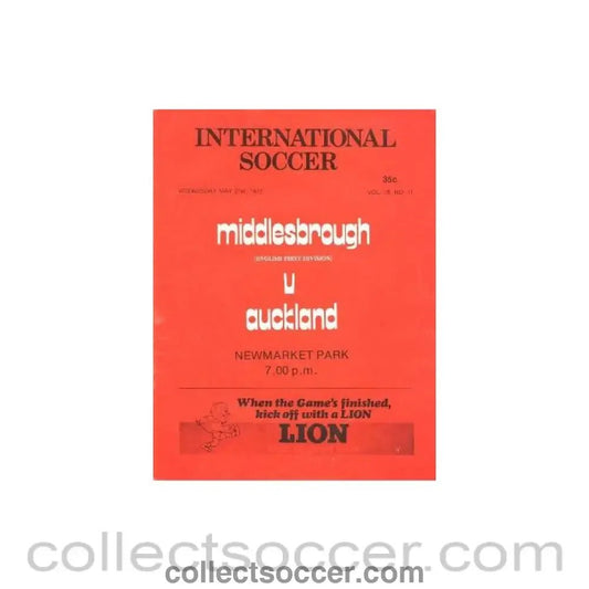 1975 - Middlesbrough v Auckland official programme 21/05/1975 - Collect Soccer