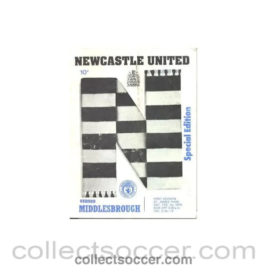 1975 - Newcastle United v Middlesbrough official programme 01/02/1975 - Collect Soccer