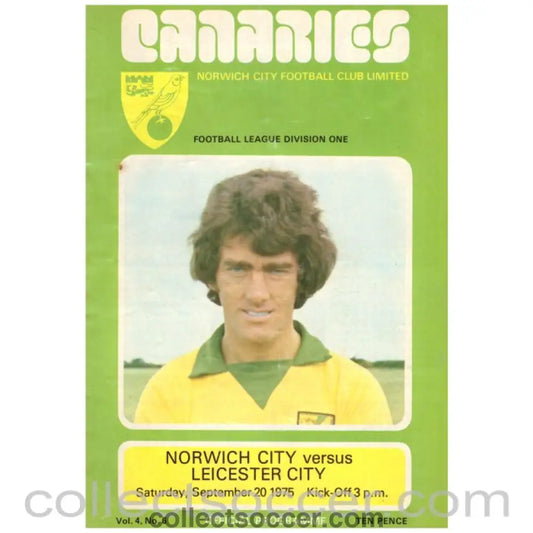 1975 Norwich v Leicester Football Programme - Collect Soccer