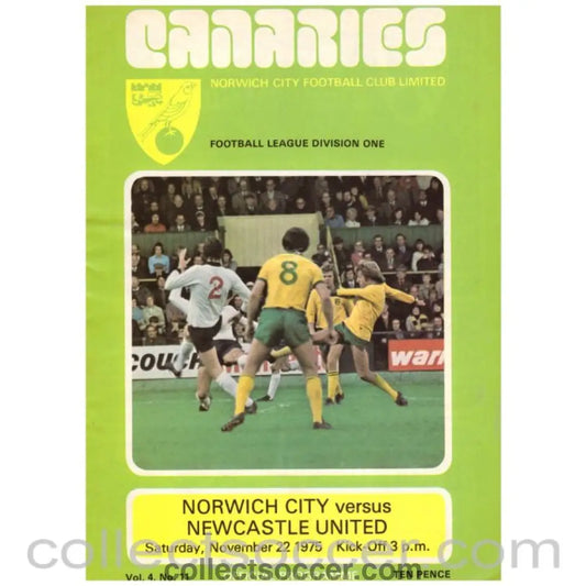 1975 Norwich v Newcastle United Football Programme - Collect Soccer
