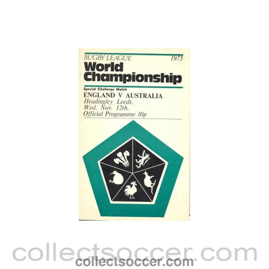 1975 - Rugby - England v Australia official programme 12/11/1975 Special Challenge Match