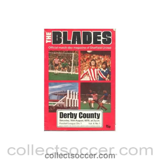 1975 - Sheffield United v Derby County official programme 16/08/1975 - Collect Soccer