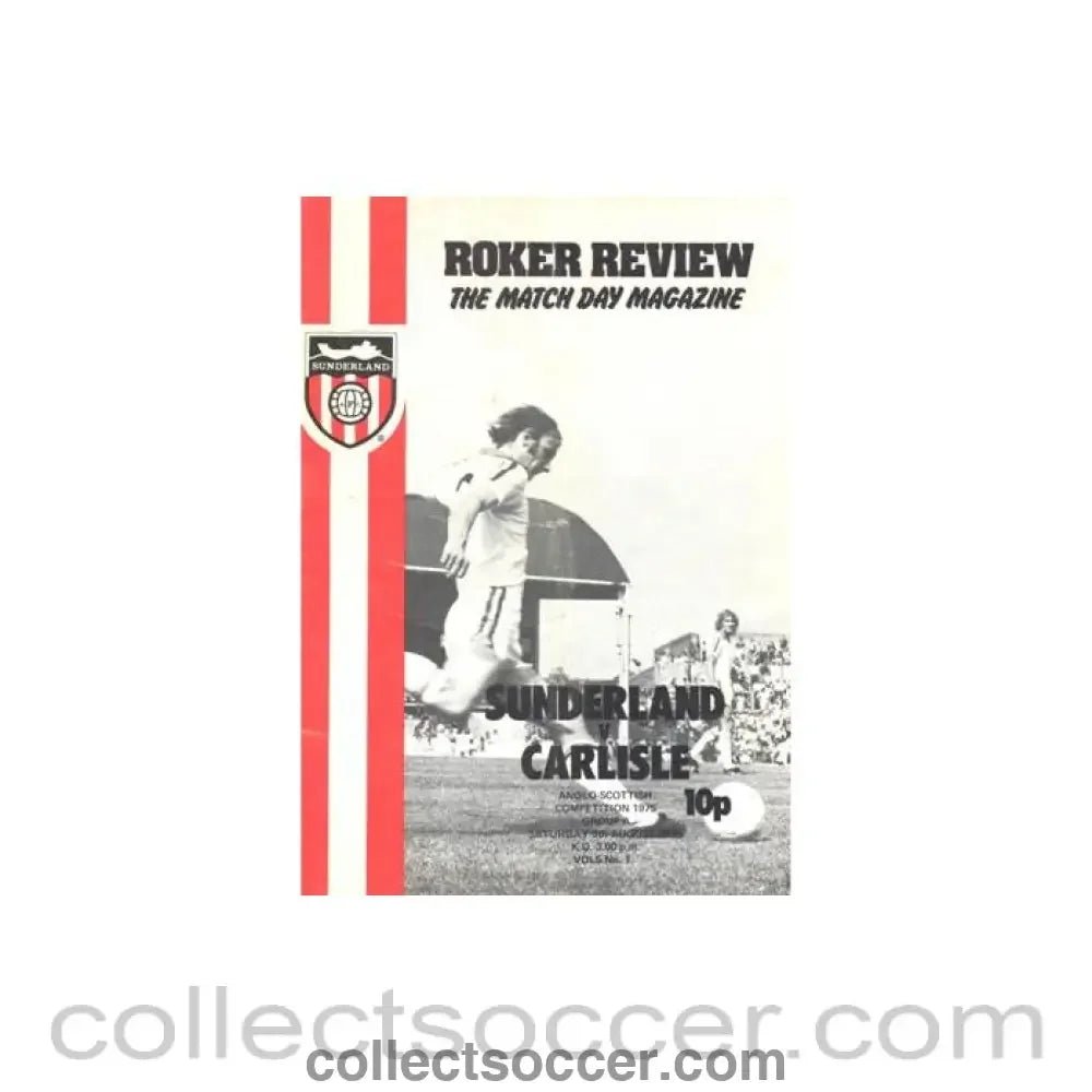 1975 - Sunderland v Carlisle official programme 09/08/1975 Anglo - Scottish Competition 1975 Group A - Collect Soccer