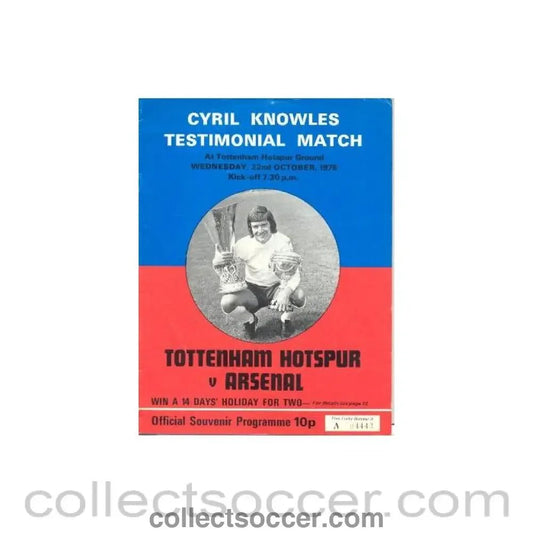 1975 - Tottenham Hotspur v Arsenal official programme 22/10/1975 Cyril Knowles Testiatch - Collect Soccer