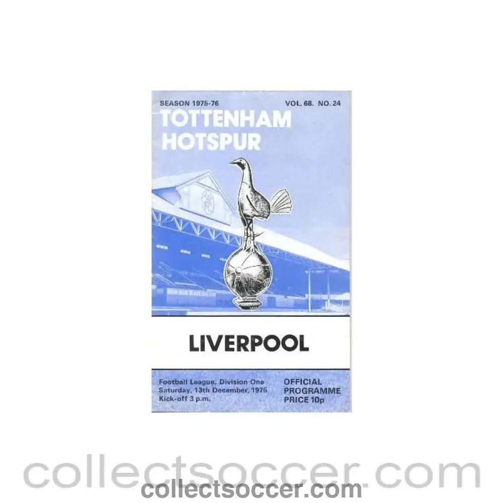 1975 - Tottenham Hotspur v Liverpool official programme 13/12/1975 - Collect Soccer
