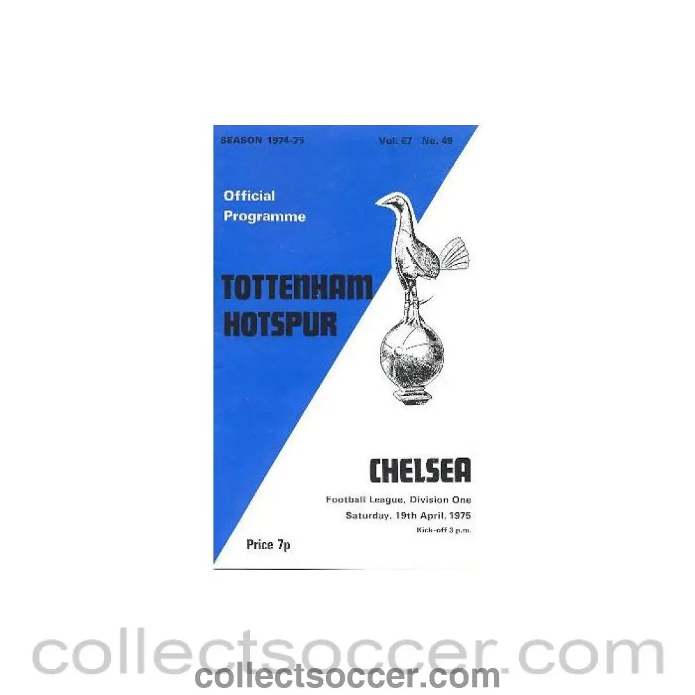 1975 - Tottenham Hotspur vChelsea official programme 19/04/1975