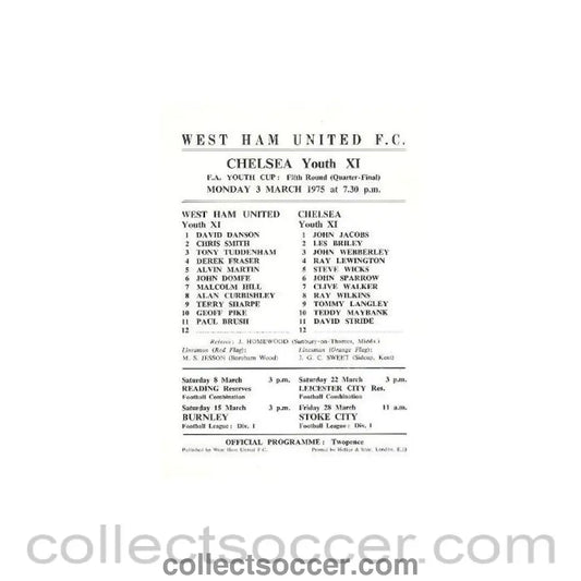 1975 - West Ham United vChelsea official programme 03/03/1975