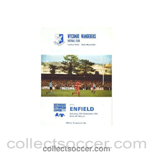 1975 - Wycombe Wanderers v Enfield official programme 27/09/1975 - Collect Soccer