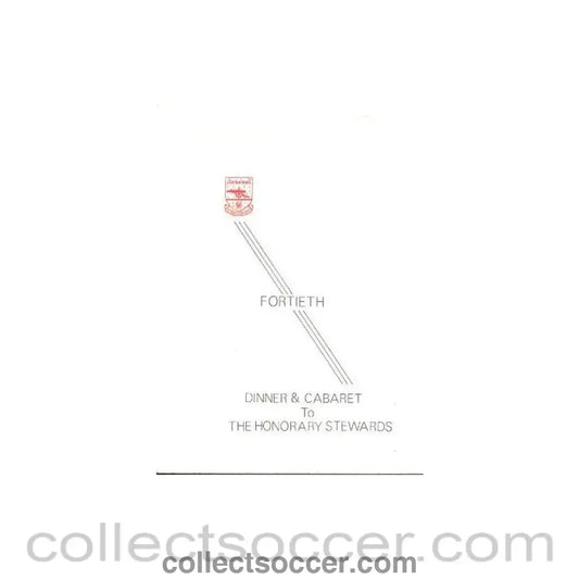 1976 - Arsenal - 14th Dinner & Cabaret to The Honorary Stewards of Arsenal FC menu with ribbon 06/12/1976