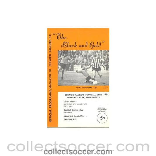 1976 - Berwick Rangers v Falkirk official programme 27/03/1976 Scottish Spring Cup - Collect Soccer
