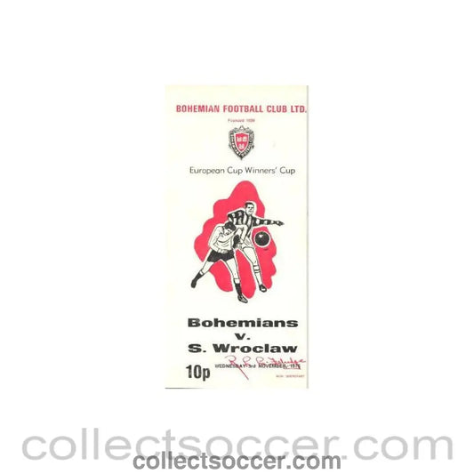 1976 - Bohemians v Wroclaw Poland official programme 03/11/1976 European Cup Winners Cup