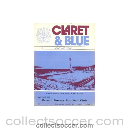 1976 - Burnley v Bristol Rovers official programme 20/11/1976