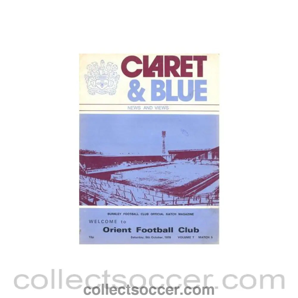 1976 - Burnley v Leyton Orient official programme 09/10/1976