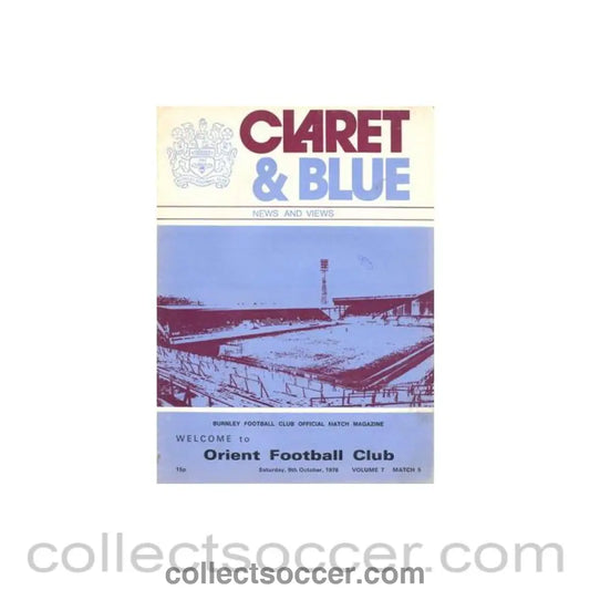 1976 - Burnley v Leyton Orient official programme 09/10/1976