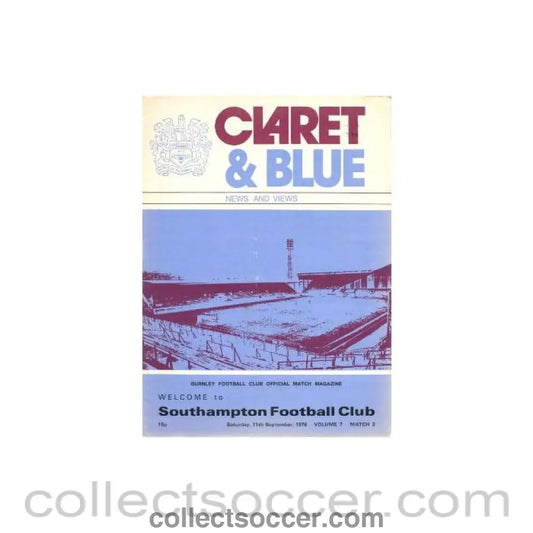1976 - Burnley v Southampton official programme 11/09/1976