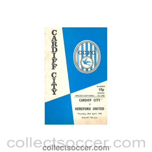 1976 - Cardiff City v Hereford United official programme 29/04/1976 Welsh Cup Final 1st Leg