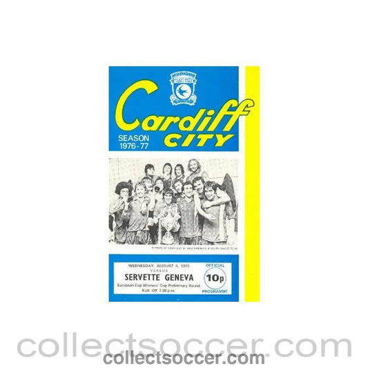 1976 - Cardiff City v Servette Geneva official programme 04/08/1976 European Cup Winners Cup - Collect Soccer