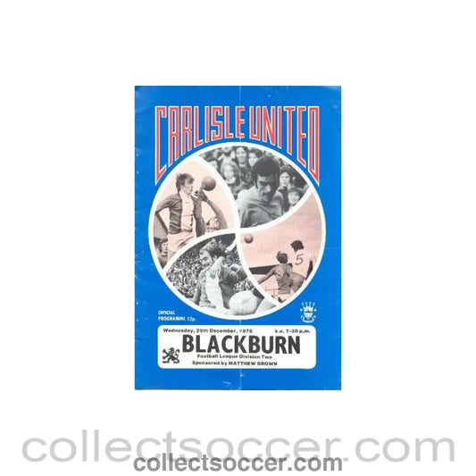 1976 - Carlisle United v Blackburn Rovers official programme 29/12/1976 Football League