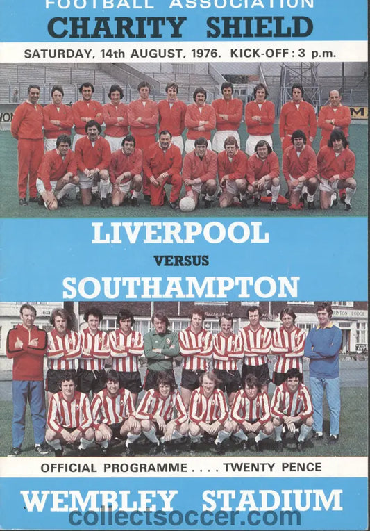 1976 Charity Shield Official Programme Liverpool v Southampton
