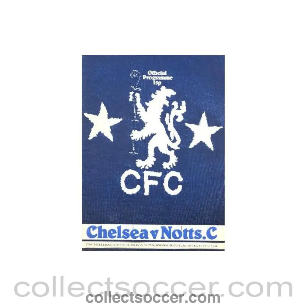1976 - Chelsea v Notts County official programme 25/08/1976 - Collect Soccer