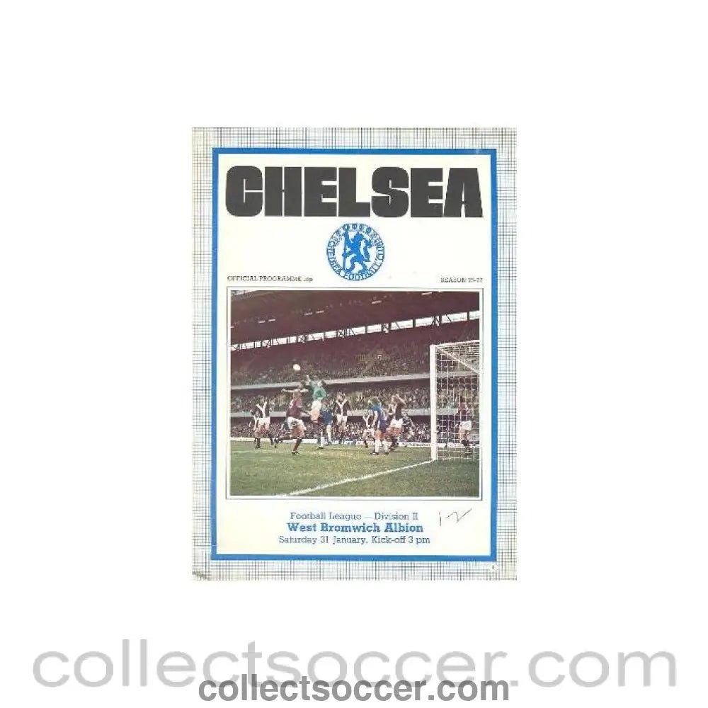 1976 - Chelsea v West Bromwich Albion official programme 31/01/1976 - Collect Soccer