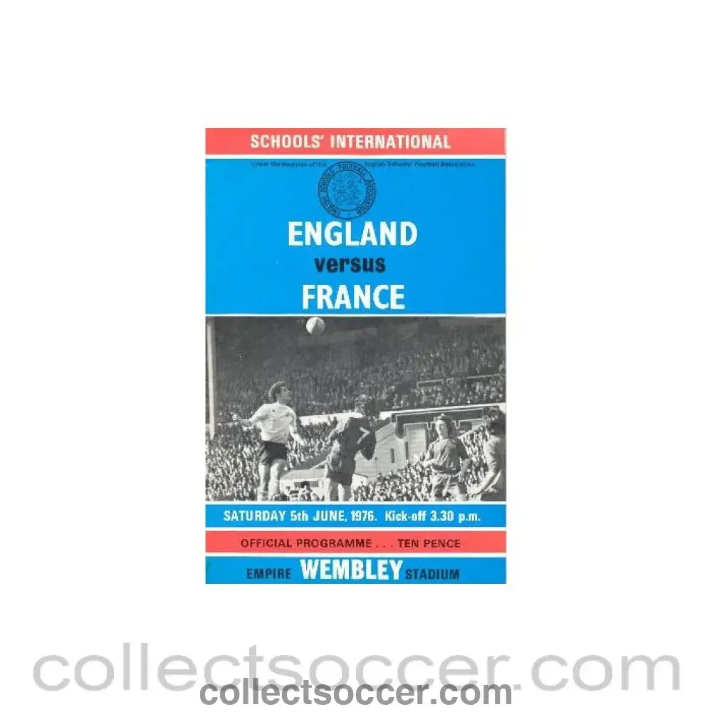 1976 England v France official programme 05/06/1976 Schools’ International at Wembley