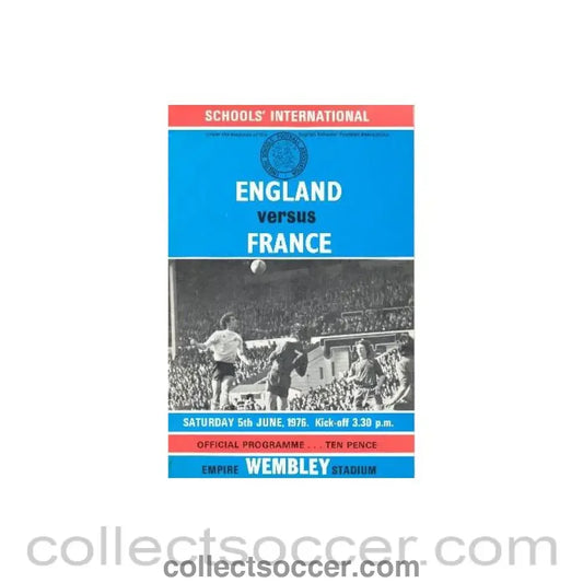 1976 England v France official programme 05/06/1976 Schools’ International at Wembley