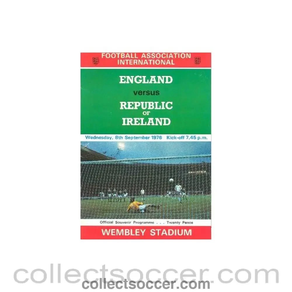 1976 England v Ireland official programme 08/09/1976 - Collect Soccer