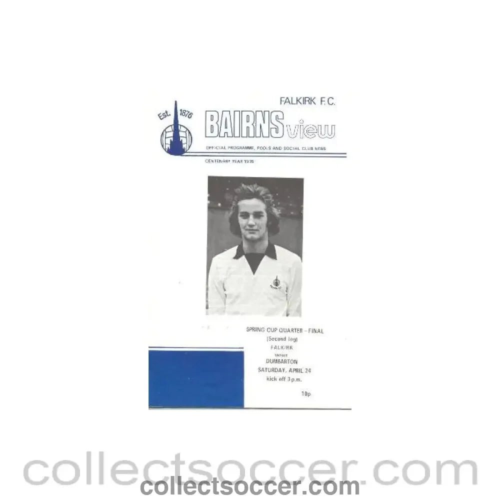 1976 - Falkirk v Dumbaroton official programme 24/04/1976 Scottish Spring Cup - Collect Soccer