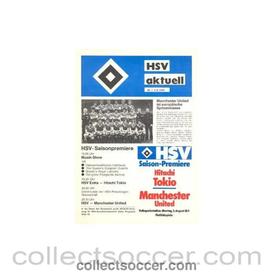 1976 - Hamburg v Manchester United official programme 02/08/1976 - Collect Soccer