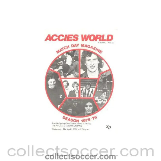 1976 - Hamilton Academical (Accies) v Airdrieonians official programme 21/04/1976 Scottish Spring Cup - Collect Soccer