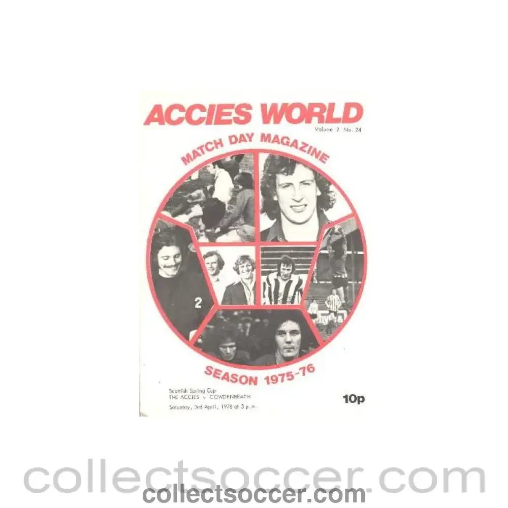 1976 - Hamilton Academical (Accies) v Cowdenbeath official programme 03/04/1976 Scottish Spring Cup - Collect Soccer