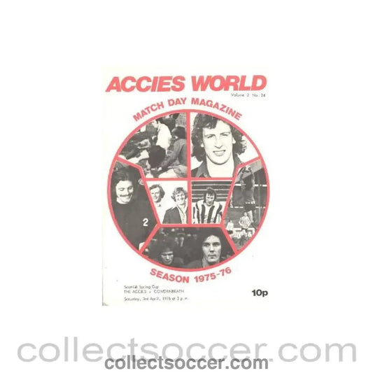 1976 - Hamilton Academical (Accies) v Cowdenbeath official programme 03/04/1976 Scottish Spring Cup - Collect Soccer