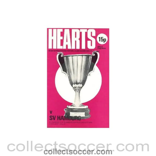 1976 - Heart of Midlothian v Hamburg official programme 03/11/1976 European Cup Winners Cup - Collect Soccer