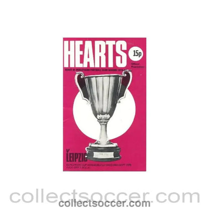 1976 - Heart of Midlothian v Leipzig official programme 29/09/1976 European Cup Winners Cup - Collect Soccer