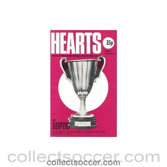 1976 - Heart of Midlothian v Leipzig official programme 29/09/1976 European Cup Winners Cup - Collect Soccer
