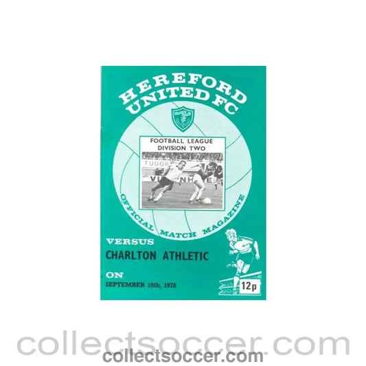 1976 - Hereford United v Charlton Athletic official programme 18/09/1976 Football League - Collect Soccer