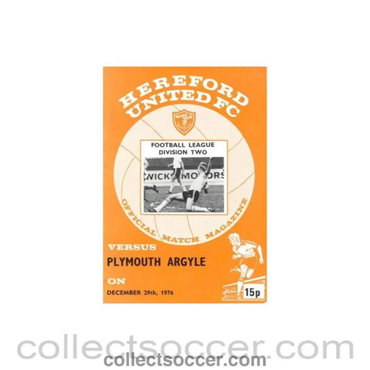 1976 - Hereford United v Plymouth Argyle official programme 29/12/1976 Football League - Collect Soccer