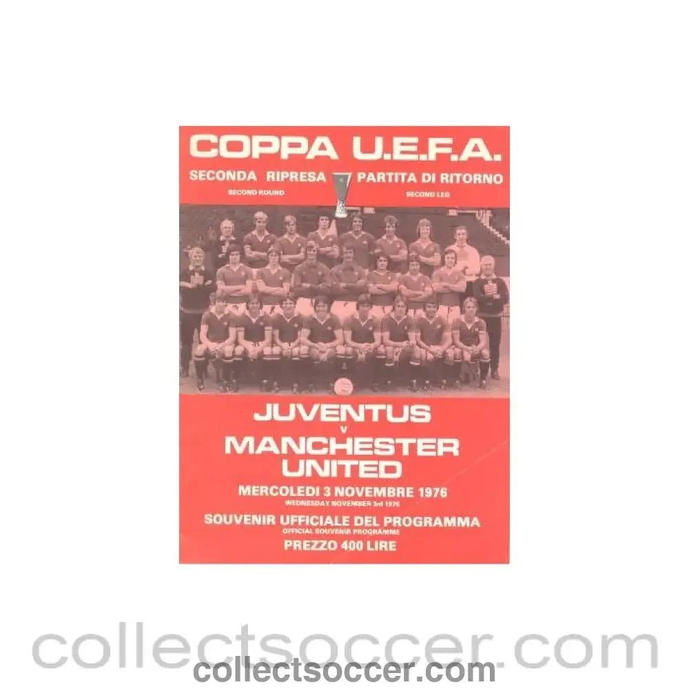 1976 - Juventus v Manchester United official programme 03/11/1976 UEFA Cup - Collect Soccer